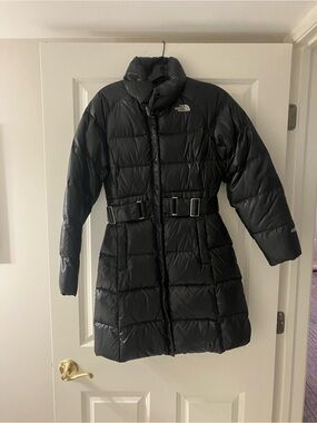 The North Face Black Metropolis Shiny Quilted Belted Puffer Coat Women’s XS